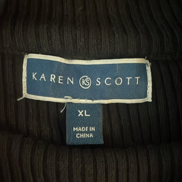 Karen Scott Navy White Gray Striped Turtleneck Sweater XL - Picture 3 of 5